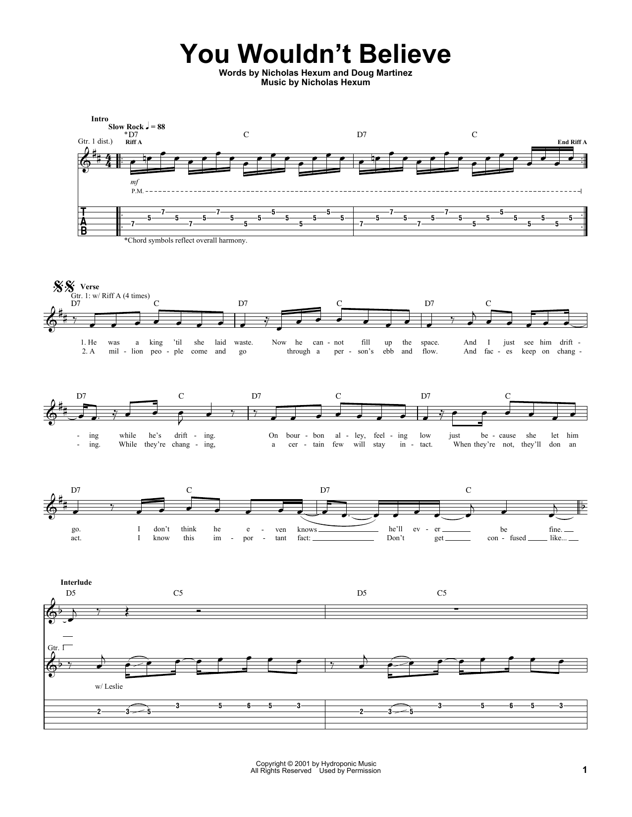 Download 311 You Wouldn't Believe Sheet Music