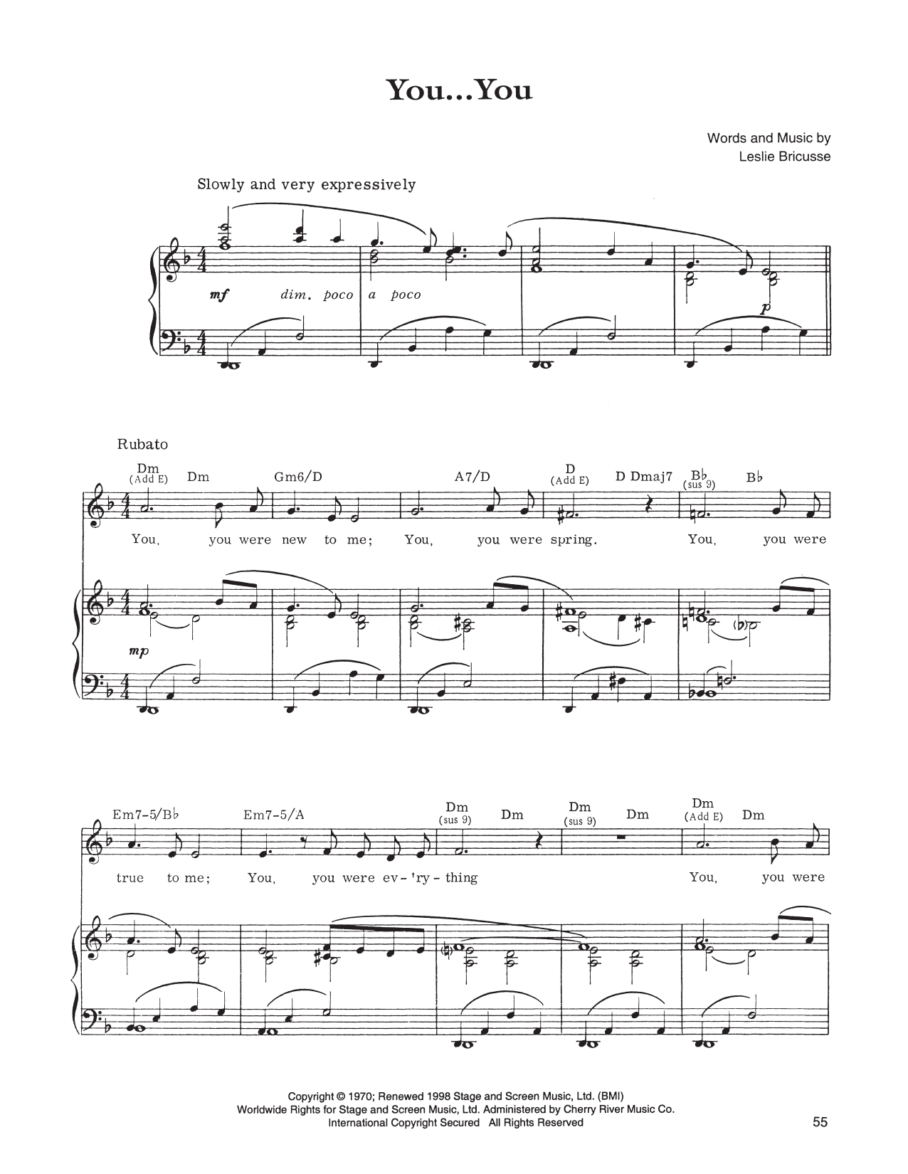 Download Leslie Bricusse You... You Sheet Music