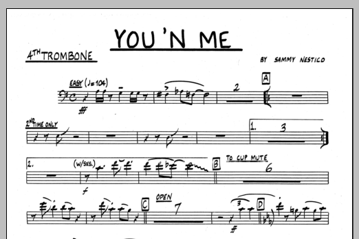 Download Sammy Nestico You 'N Me - 4th Trombone Sheet Music