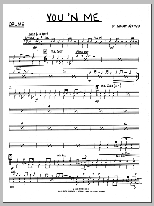 Download Sammy Nestico You 'N Me - Drums Sheet Music