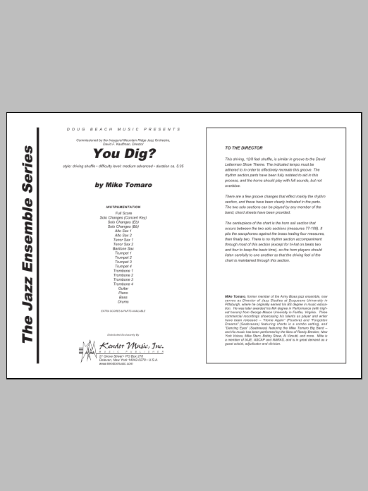 Download Tomaro You Dig? - Full Score Sheet Music