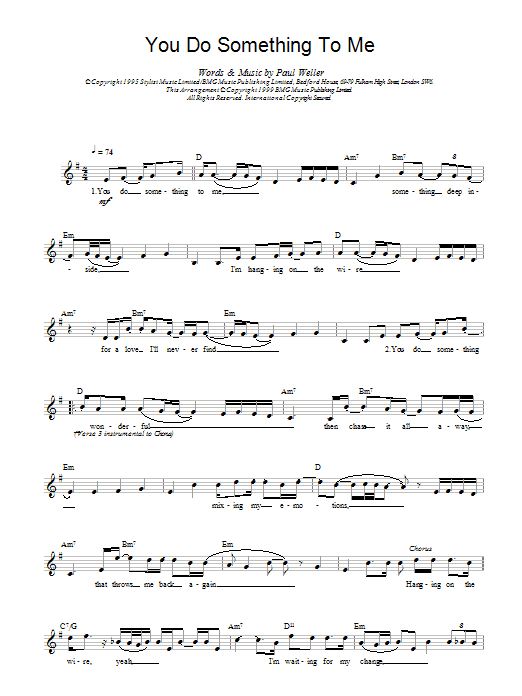 Paul Weller You Do Something To Me sheet music notes printable PDF score