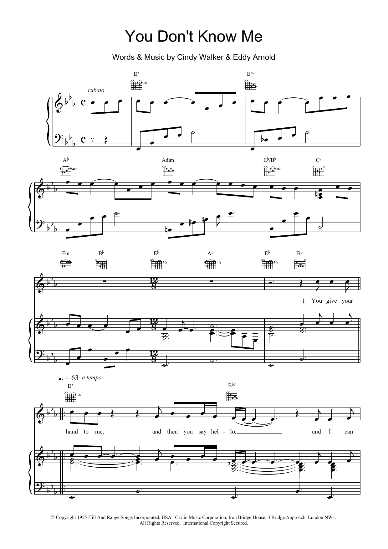 Van Morrison You Don't Know Me sheet music notes printable PDF score