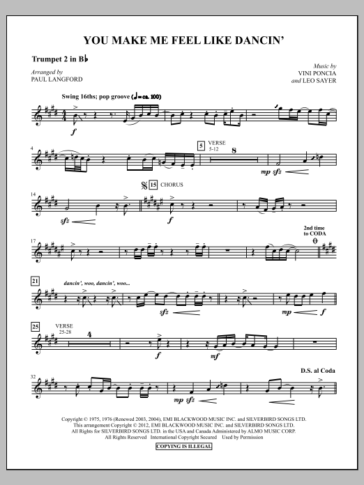 Download Paul Langford You Make Me Feel Like Dancing - Trumpet Sheet Music