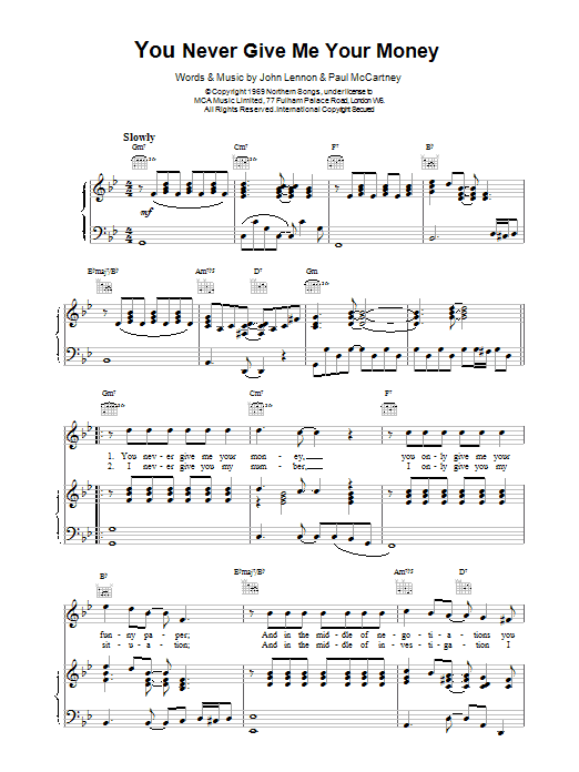 The Beatles You Never Give Me Your Money sheet music notes printable PDF score
