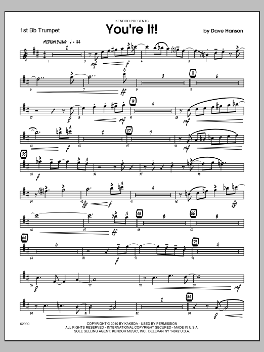 Download Dave Hanson You're It! - 1st Bb Trumpet Sheet Music