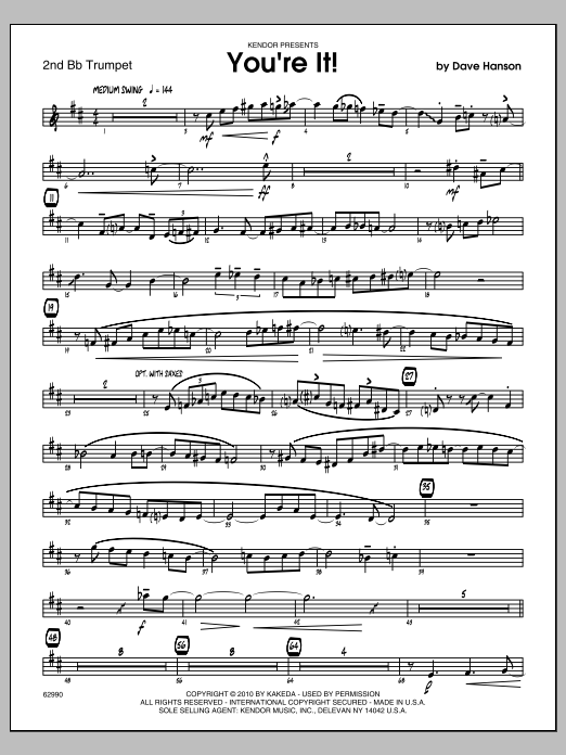 Download Dave Hanson You're It! - 2nd Bb Trumpet Sheet Music