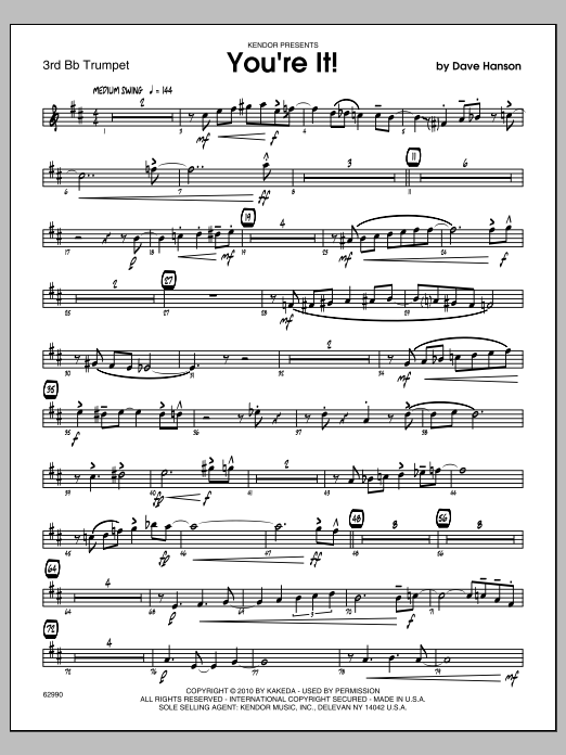 Download Dave Hanson You're It! - 3rd Bb Trumpet Sheet Music