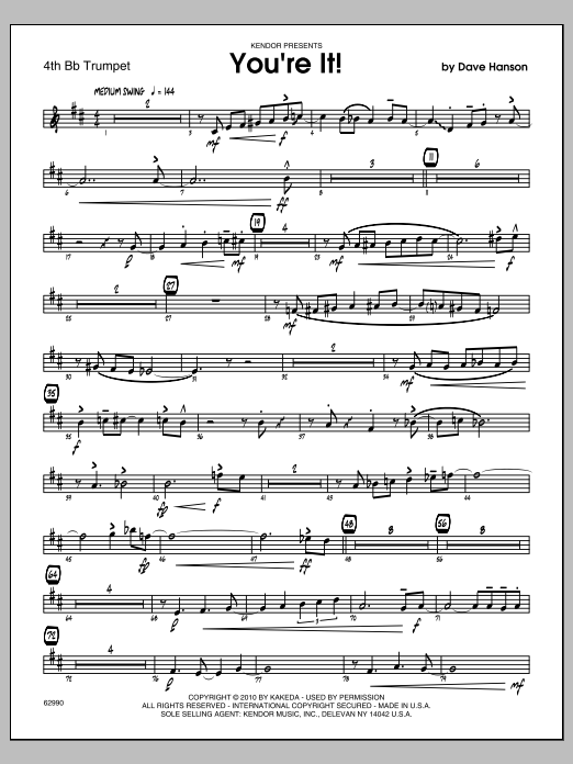 Download Dave Hanson You're It! - 4th Bb Trumpet Sheet Music