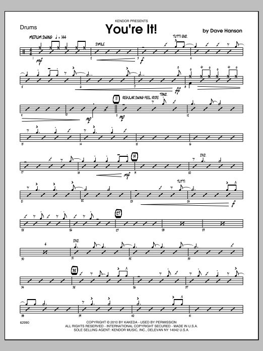 Download Dave Hanson You're It! - Drums Sheet Music
