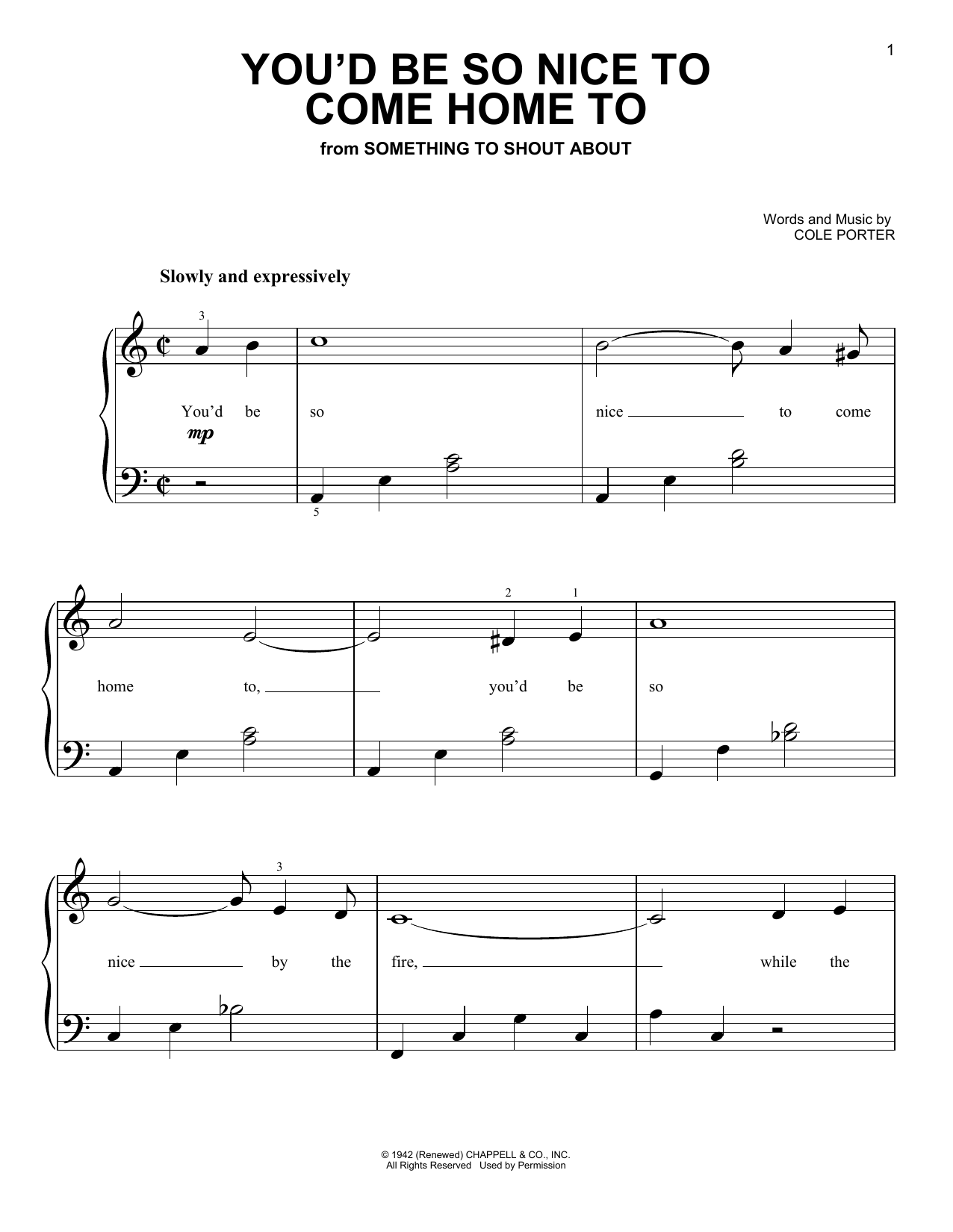 Download Cole Porter You'd Be So Nice To Come Home To Sheet Music