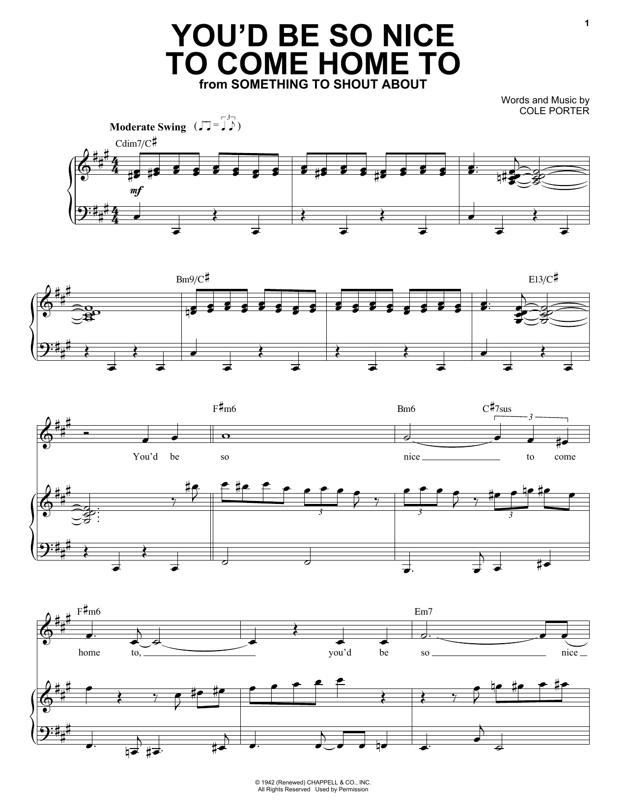 Download Frank Sinatra You'd Be So Nice To Come Home To Sheet Music