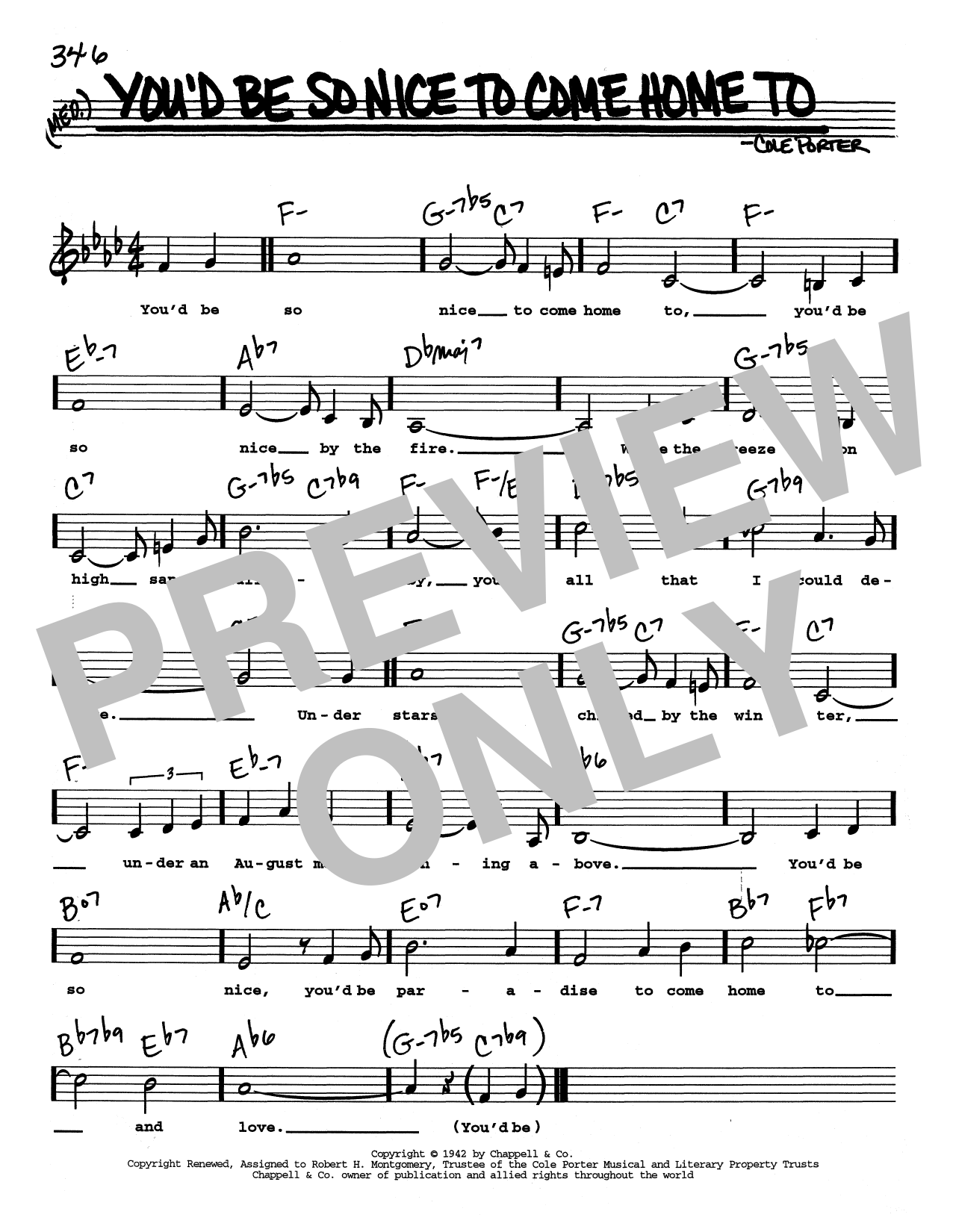Cole Porter You'd Be So Nice To Come Home To (Low Voice) sheet music notes printable PDF score