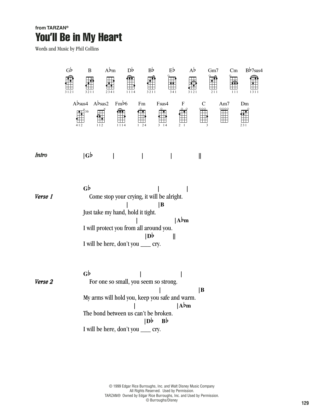 Phil Collins You'll Be In My Heart (from Tarzan) sheet music notes printable PDF score