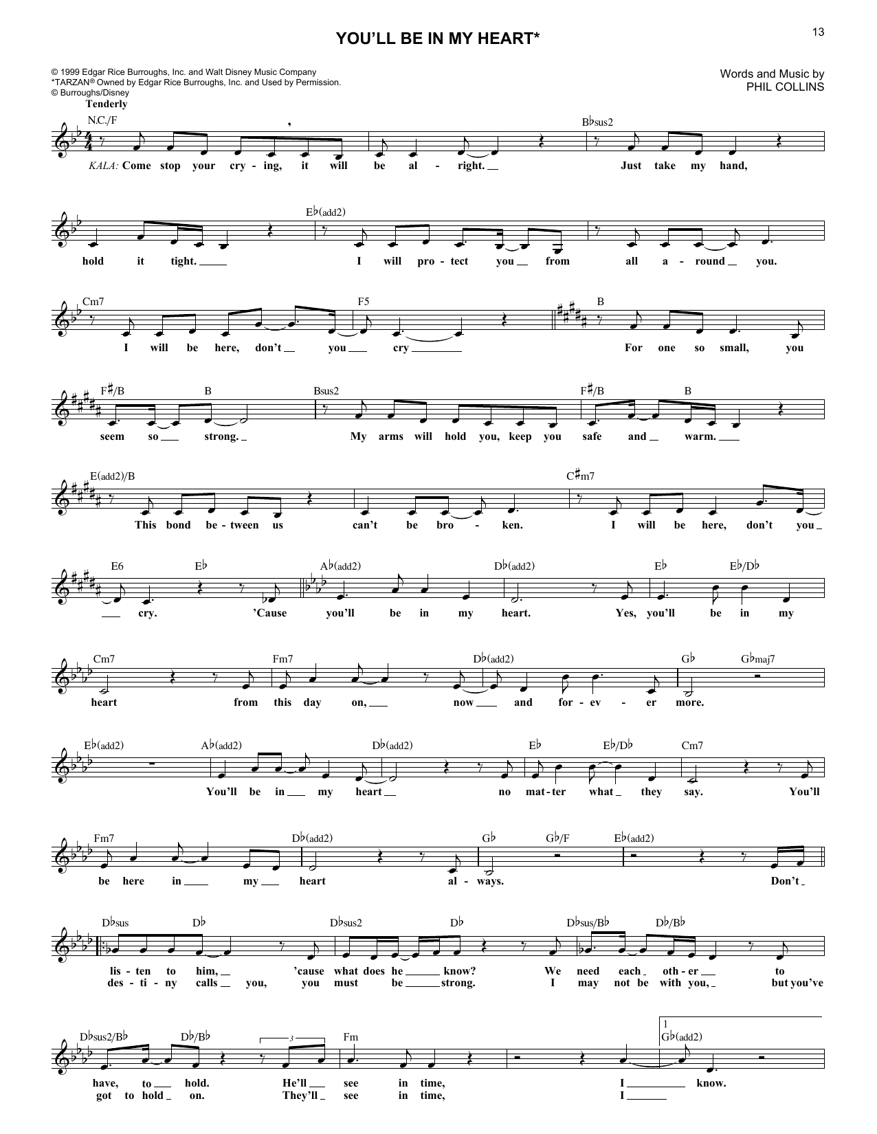 Download Phil Collins You'll Be In My Heart Sheet Music