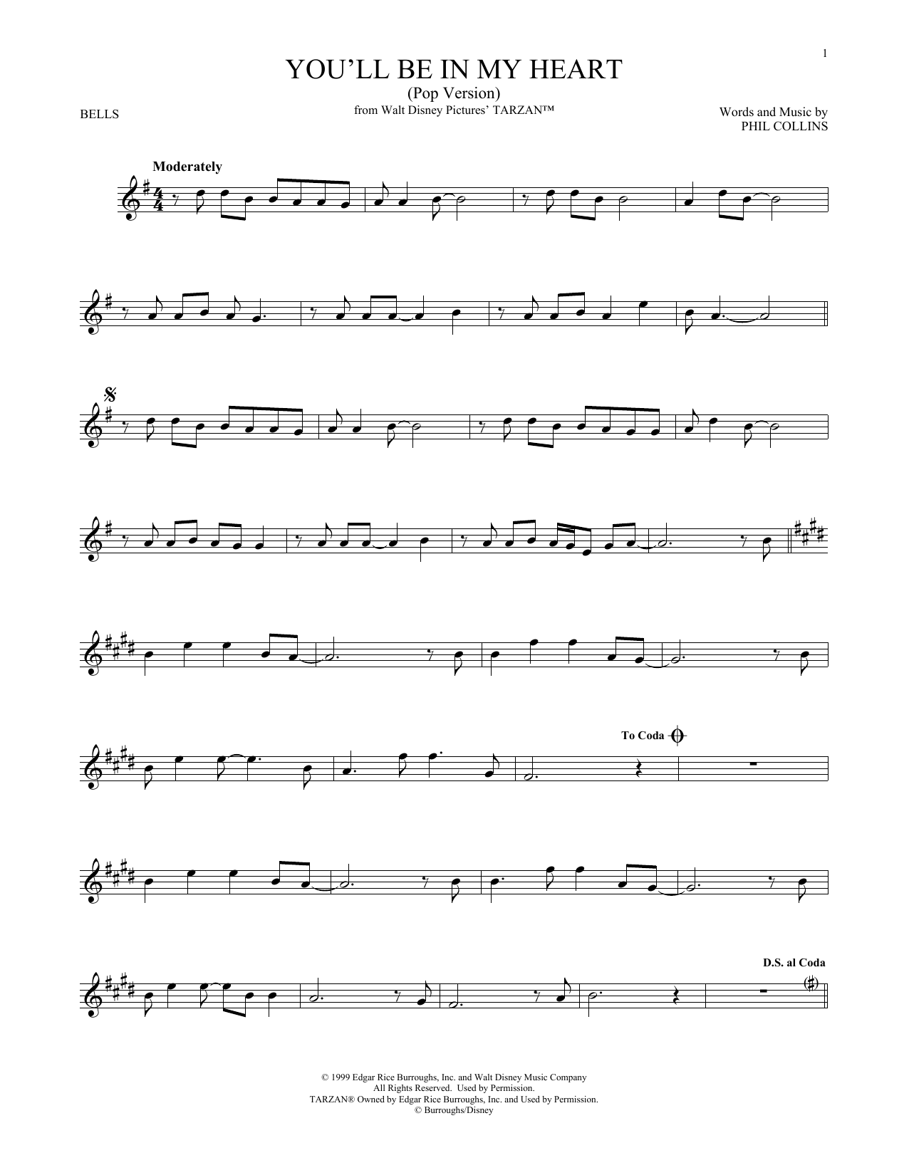 Download Phil Collins You'll Be In My Heart (from Tarzan) Sheet Music