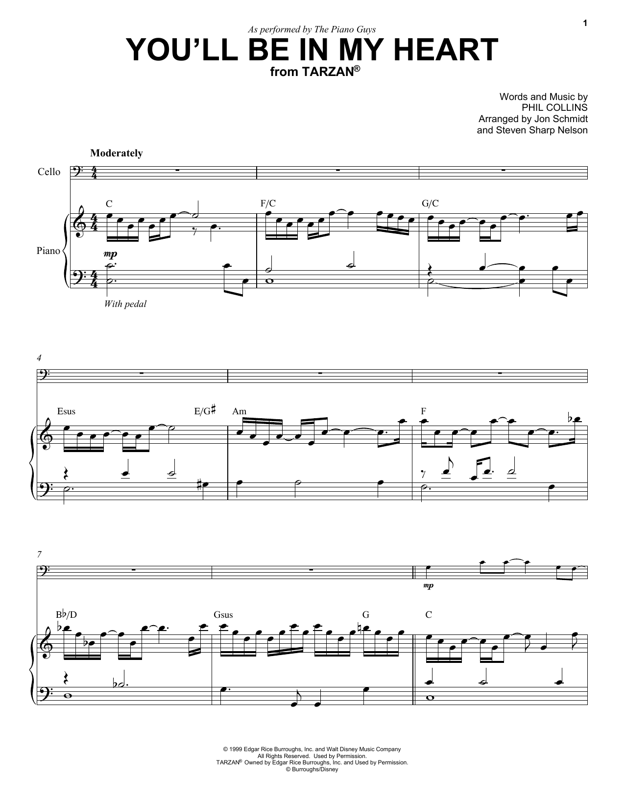 Download The Piano Guys You'll Be In My Heart (from Tarzan) Sheet Music
