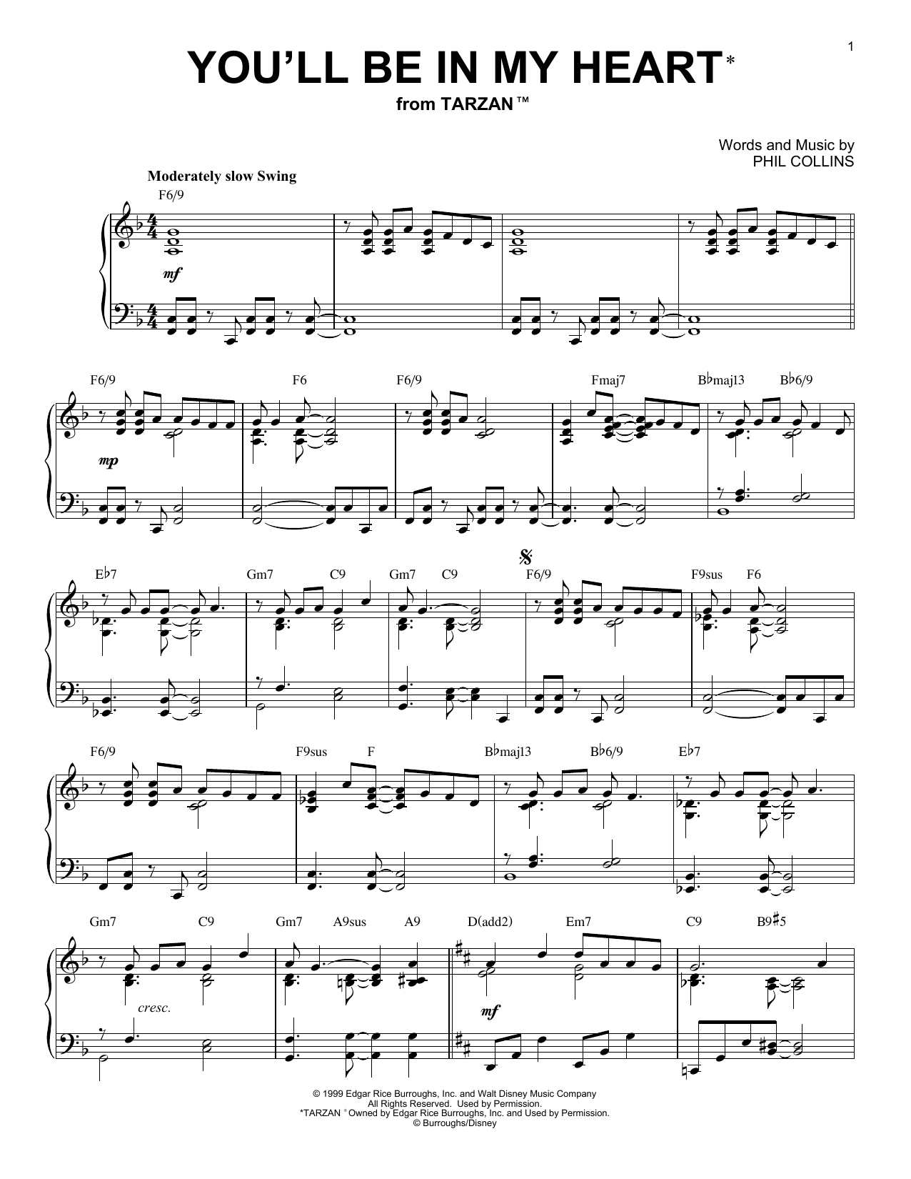 Download Phil Collins You'll Be In My Heart [Jazz version] (f Sheet Music