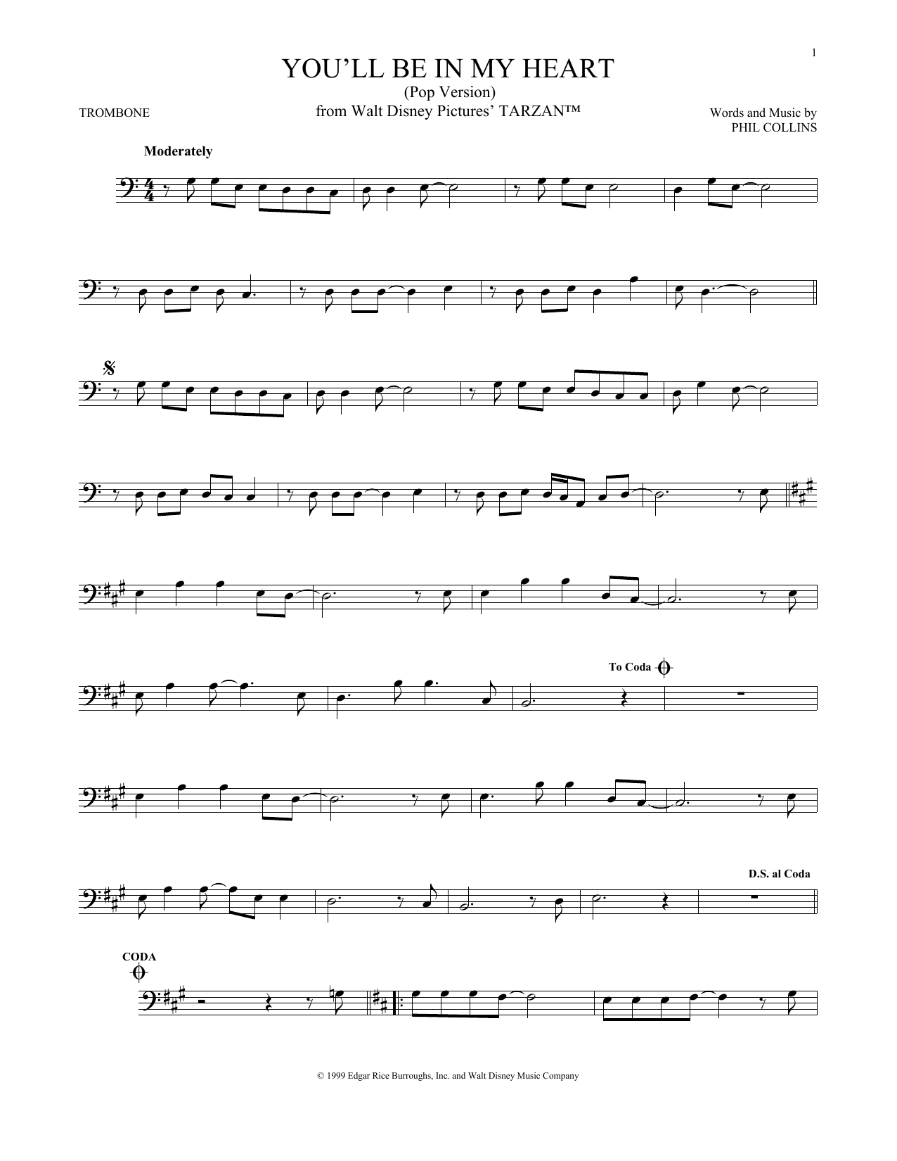 Download Phil Collins You'll Be In My Heart (Pop Version) Sheet Music
