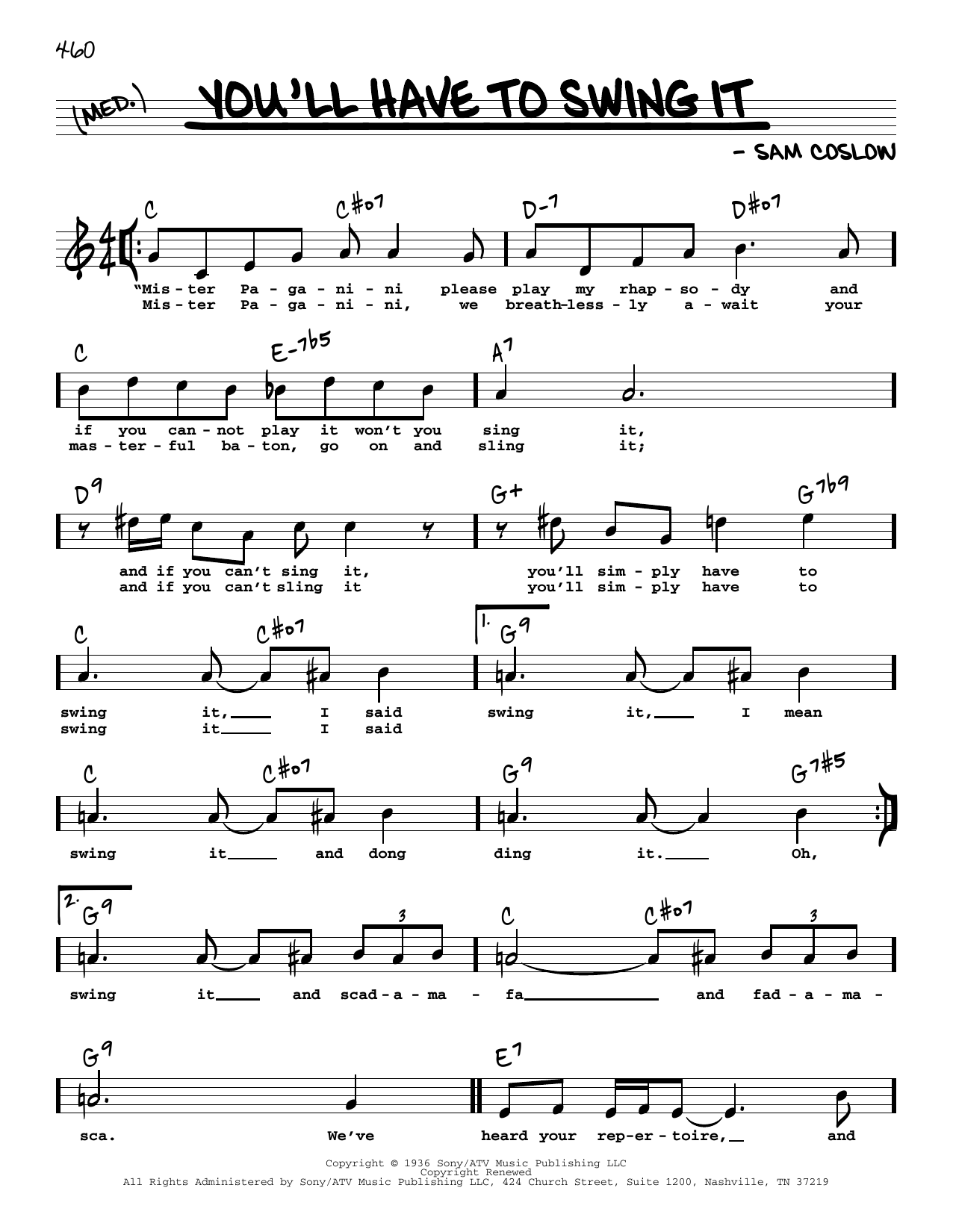 Download Sam Coslow You'll Have To Swing It (High Voice) Sheet Music