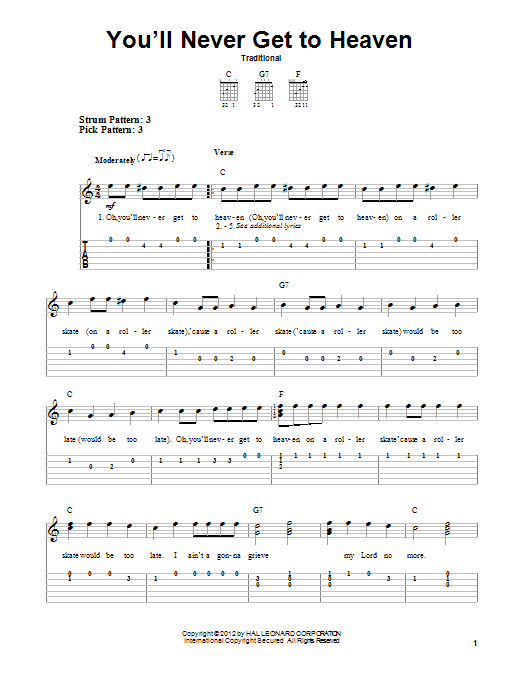 Download Traditional You'll Never Get To Heaven Sheet Music