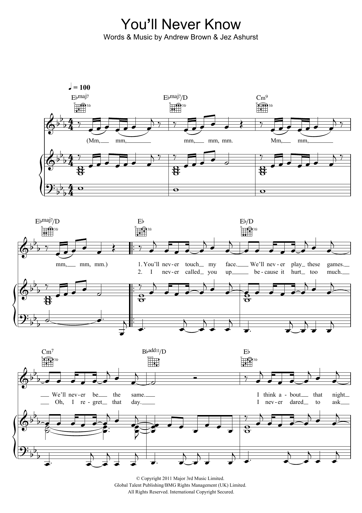 Download Lawson You'll Never Know Sheet Music