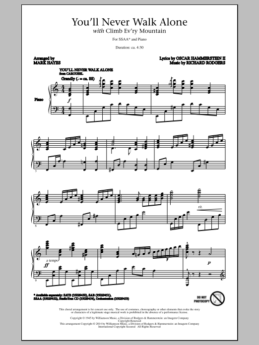Download Mark Hayes You'll Never Walk Alone (with Climb Eve Sheet Music