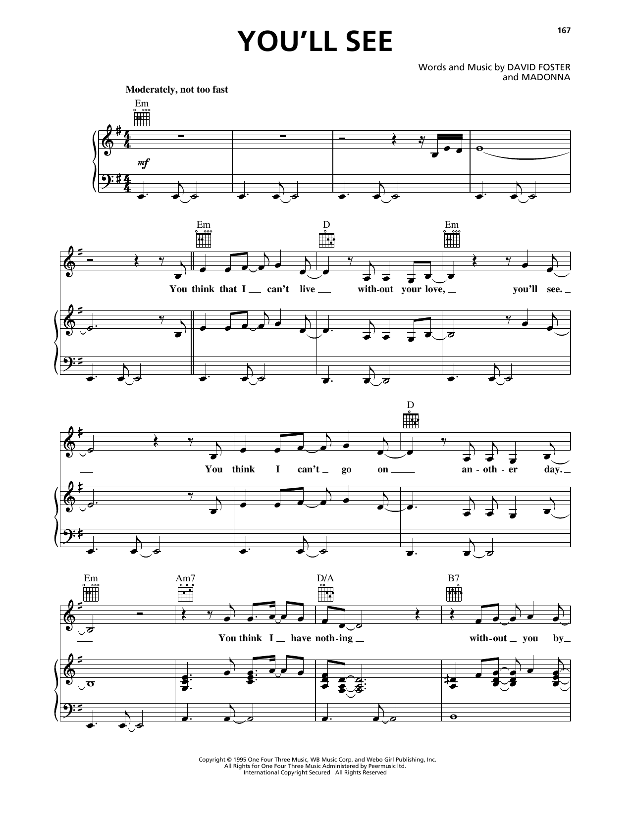 Download Madonna You'll See Sheet Music