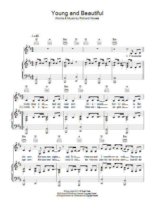Download Lana Del Rey Young And Beautiful Sheet Music