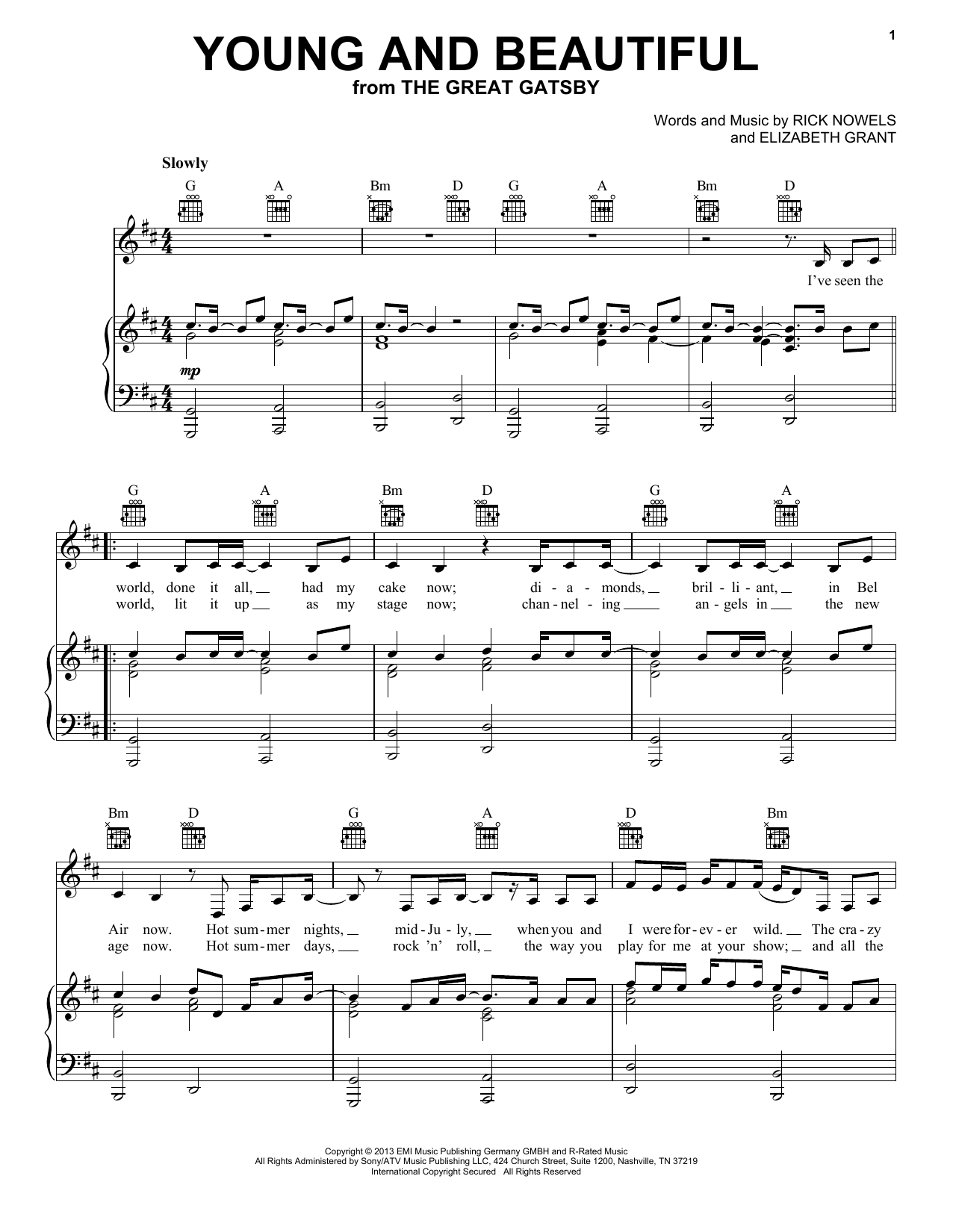 Download Lana Del Rey Young And Beautiful Sheet Music