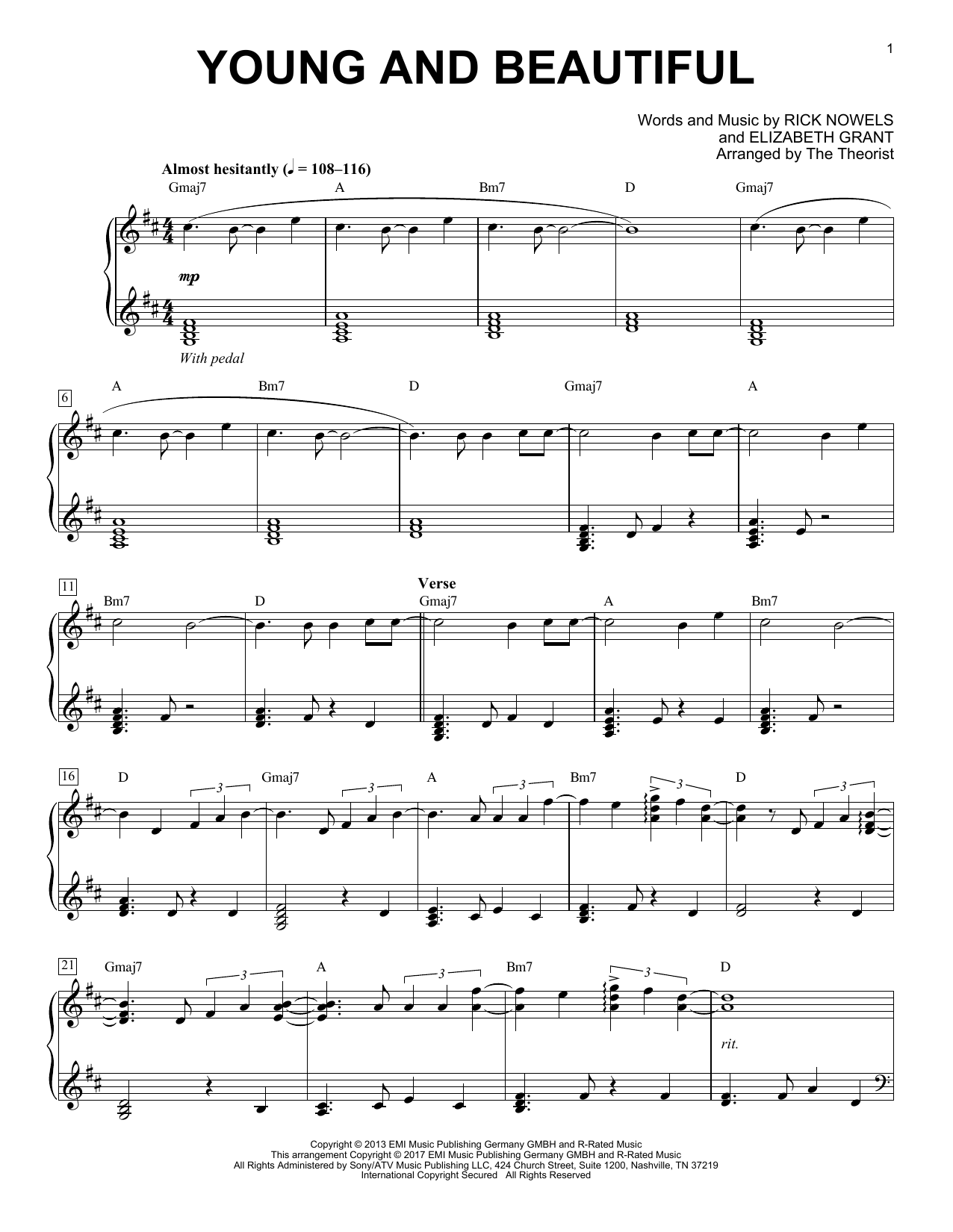 Download The Theorist Young And Beautiful Sheet Music