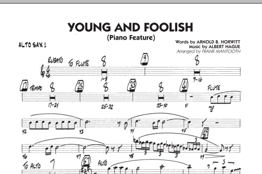 Download Frank Mantooth Young And Foolish - Alto Sax 1 Sheet Music
