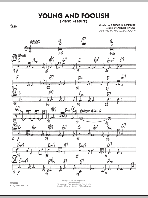 Download Frank Mantooth Young And Foolish - Bass Sheet Music