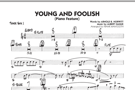 Download Frank Mantooth Young And Foolish - Tenor Sax 1 Sheet Music