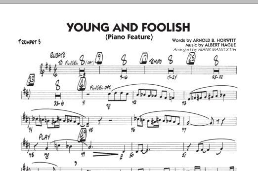 Download Frank Mantooth Young And Foolish - Trumpet 3 Sheet Music