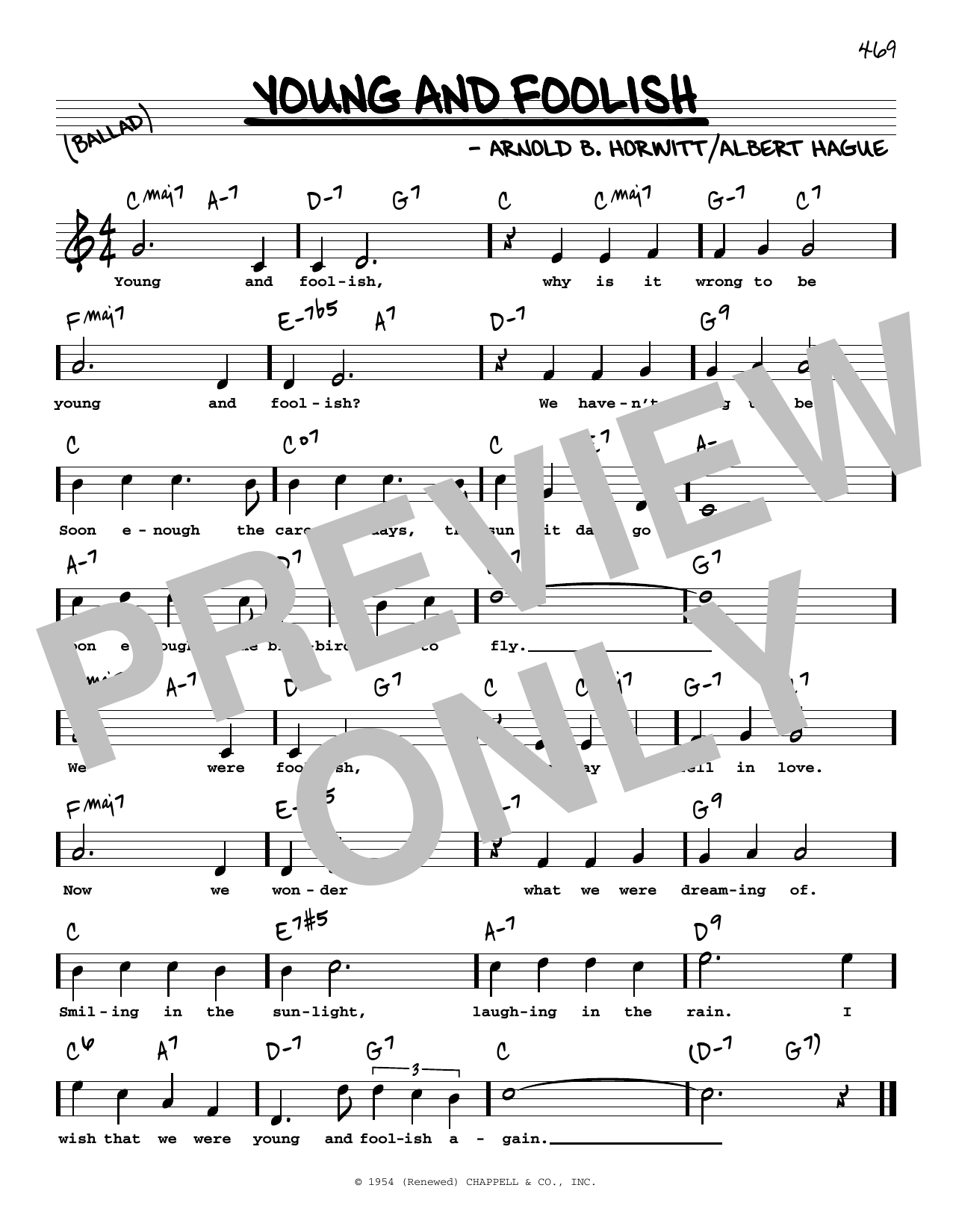 Download Arnold Horwitt and Albert Hague Young And Foolish (High Voice) (from Pl Sheet Music
