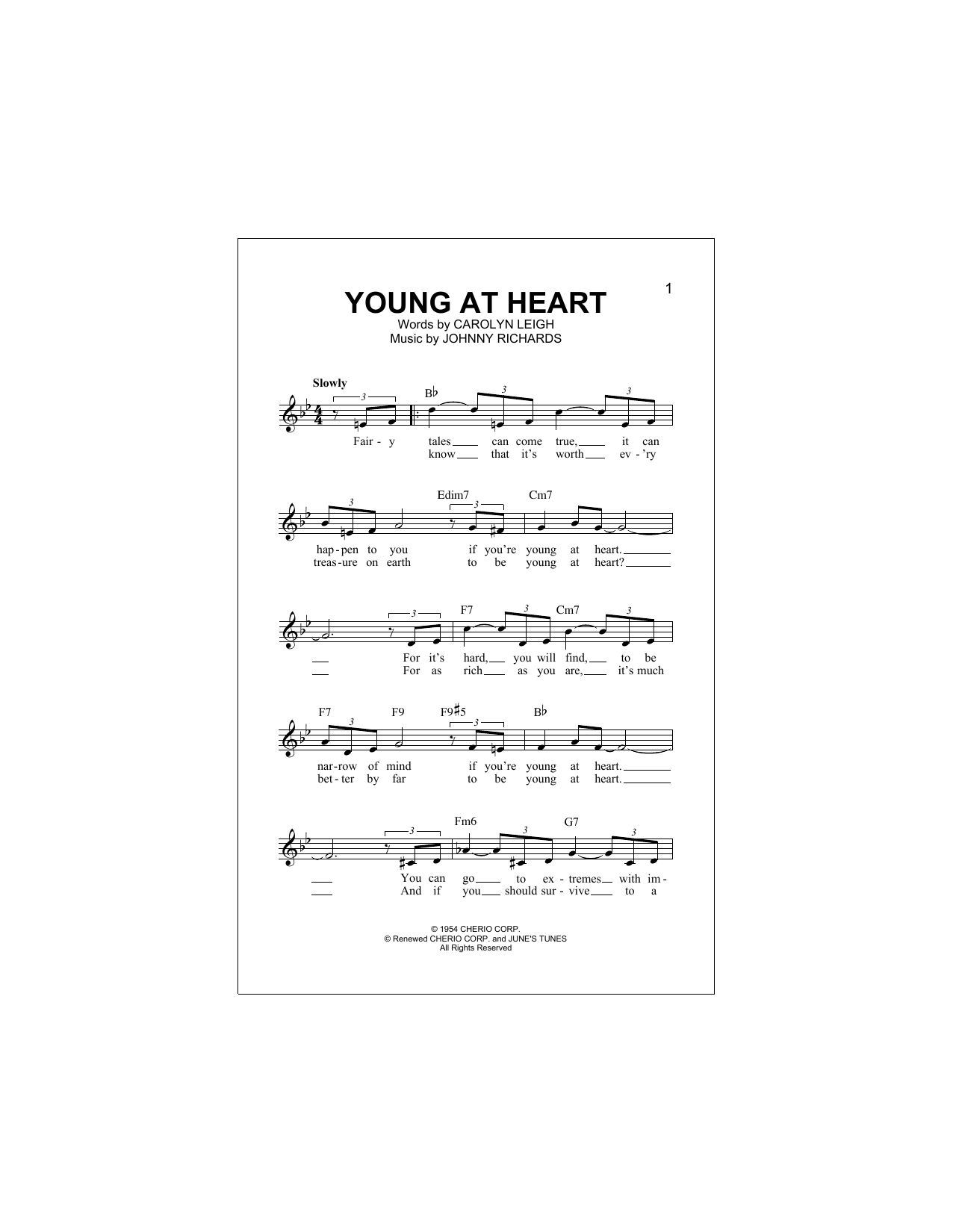 Download Carolyn Leigh Young At Heart Sheet Music