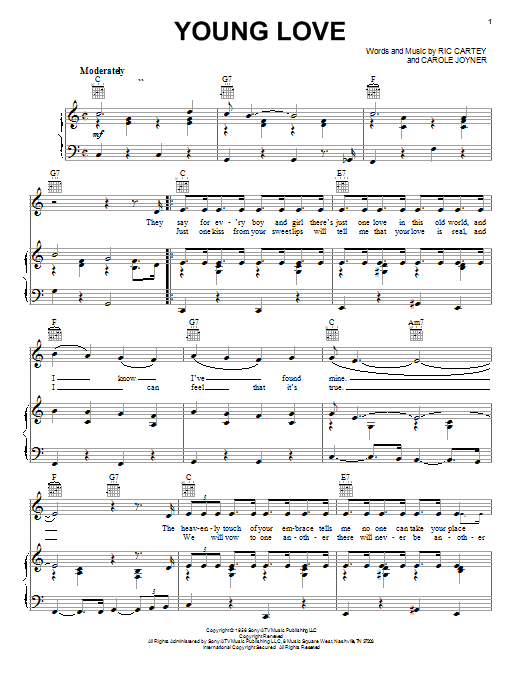 Download Sonny James Young Love Sheet Music