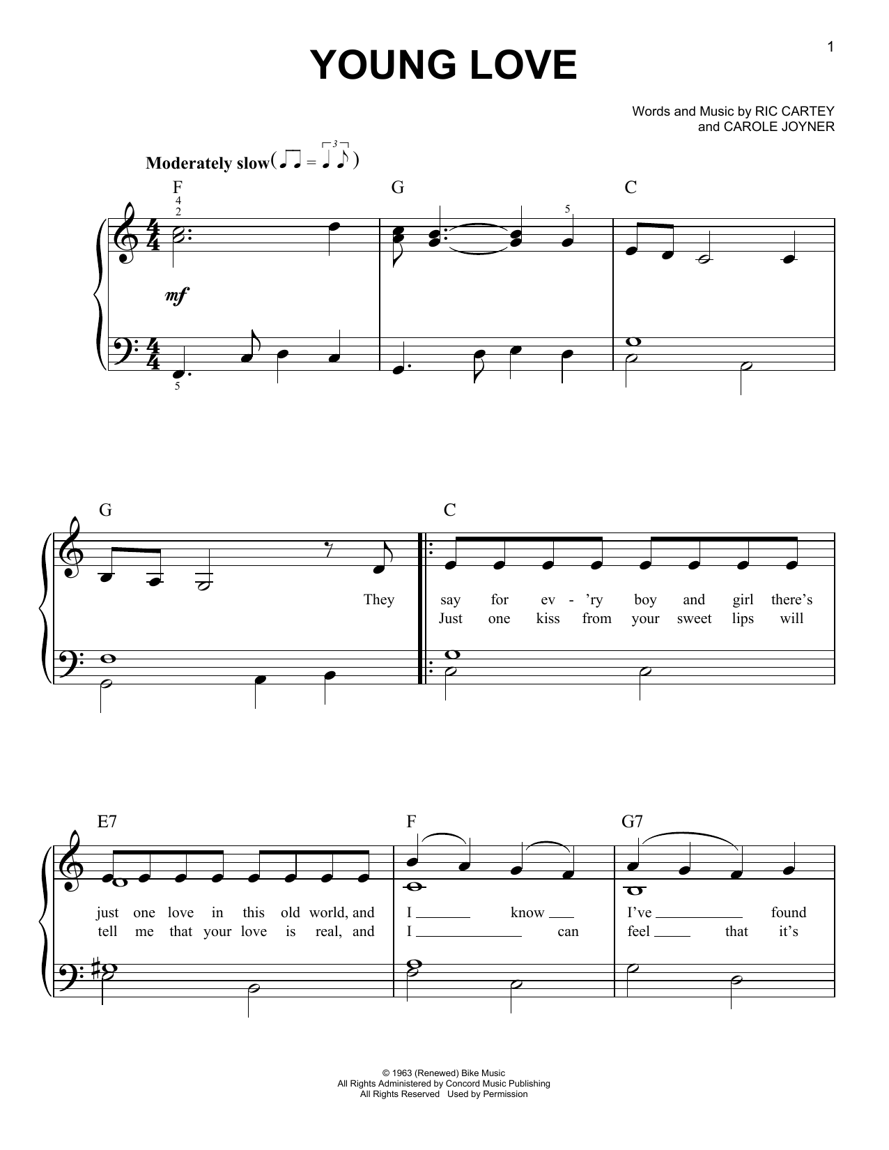 Download Sonny James Young Love Sheet Music