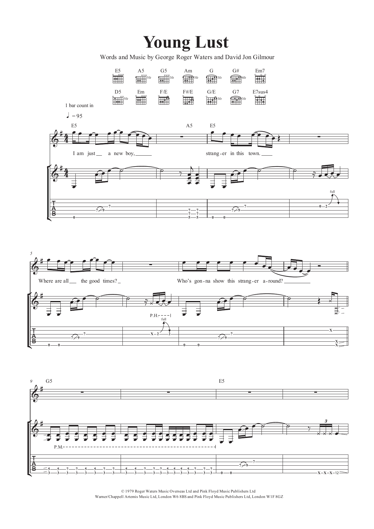 Download Pink Floyd Young Lust Sheet Music