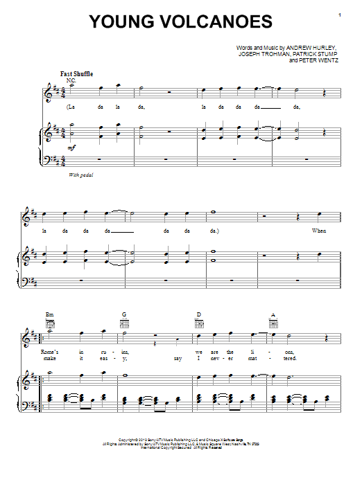 Download Fall Out Boy Young Volcanoes Sheet Music