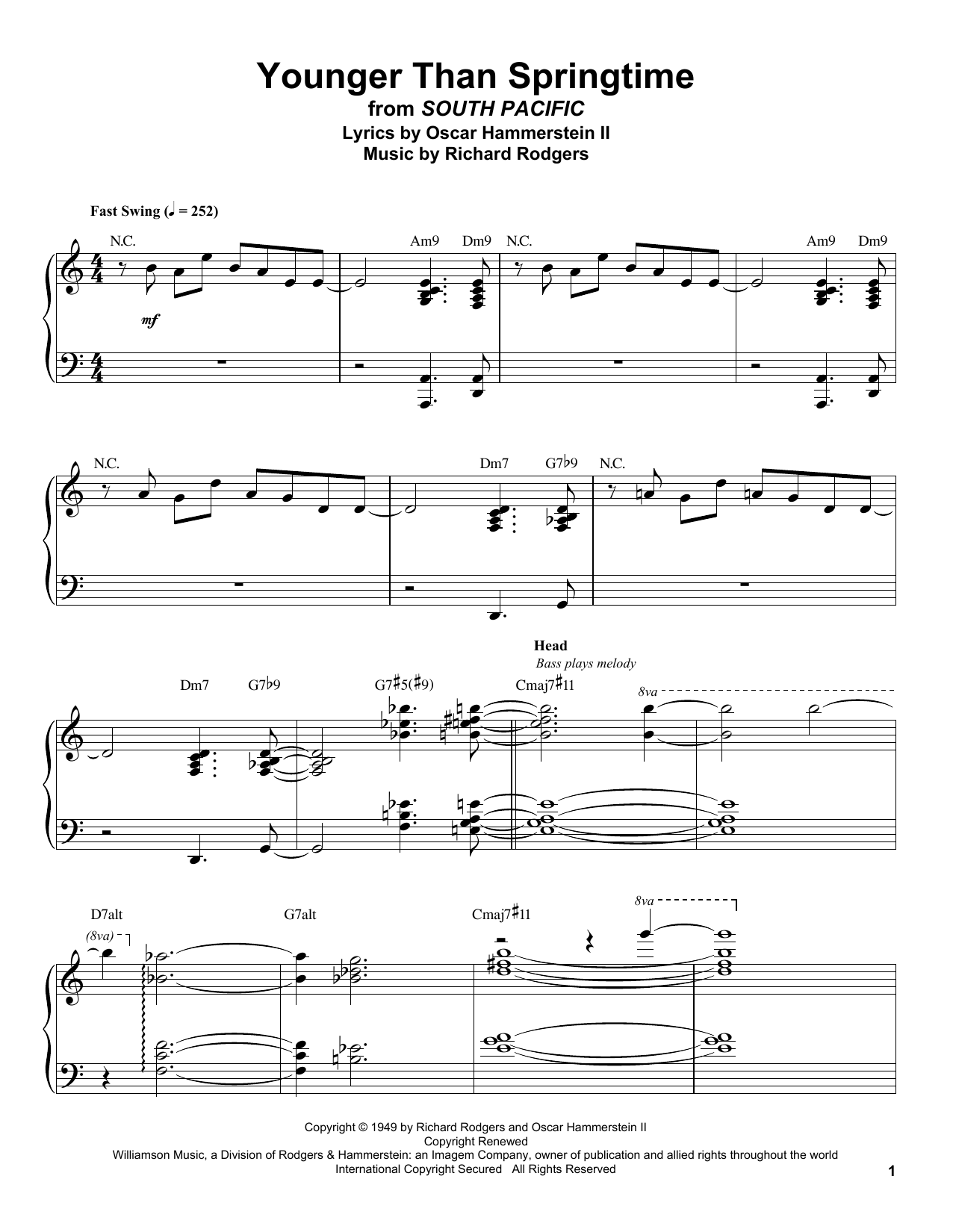 Download Rodgers & Hammerstein Younger Than Springtime Sheet Music