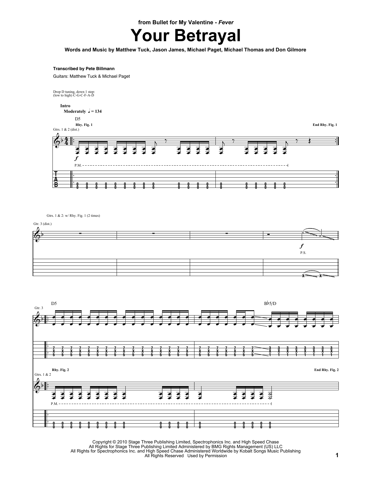 Download Bullet for My Valentine Your Betrayal Sheet Music