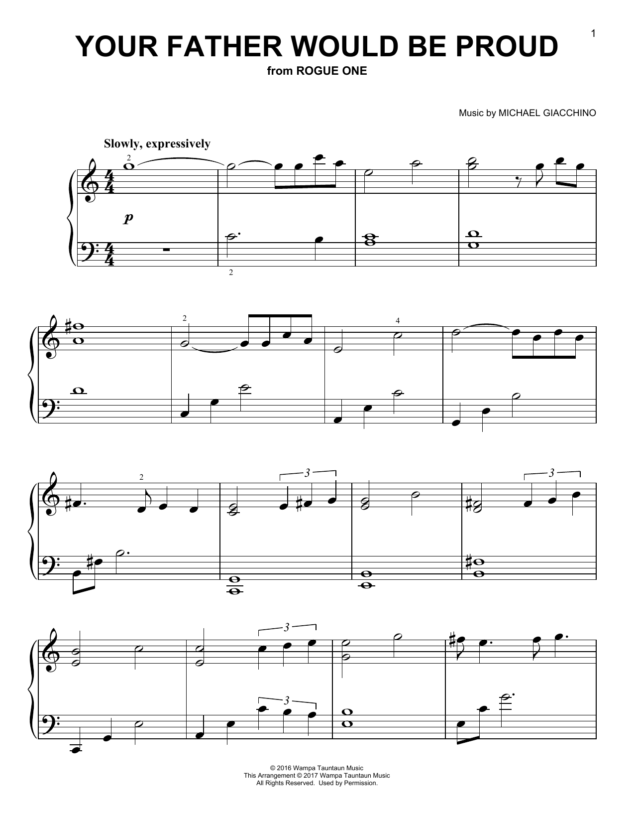 Download Michael Giacchino Your Father Would Be Proud Sheet Music