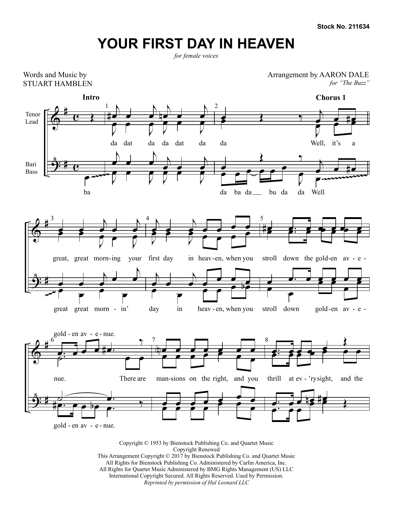 Download The Buzz Your First Day in Heaven (arr. Aaron Da Sheet Music