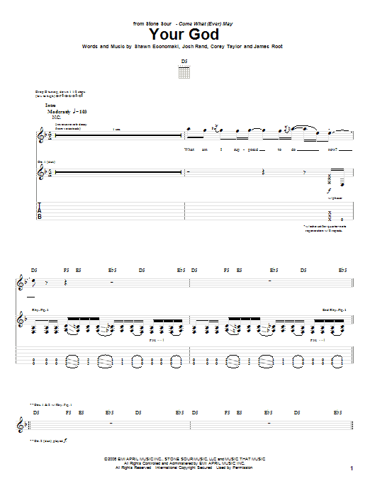 Download Stone Sour Your God Sheet Music