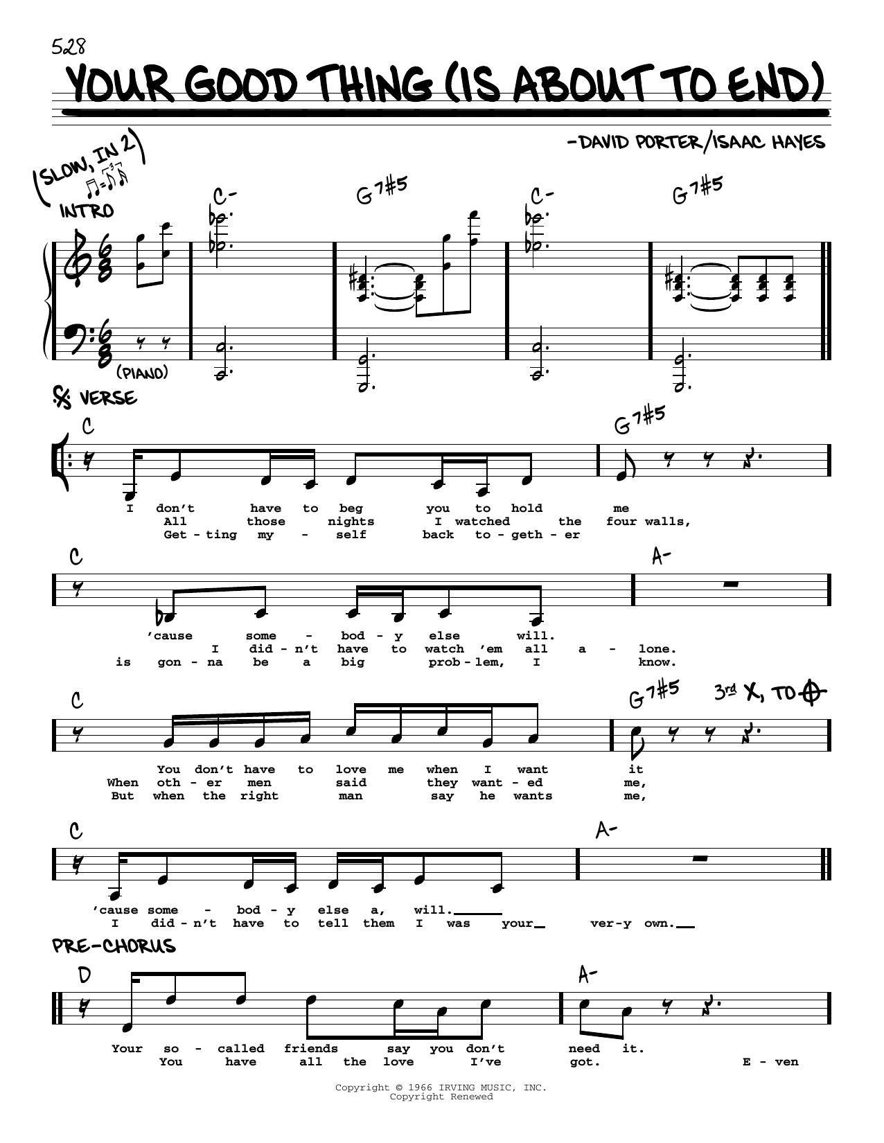 Download Lou Rawls Your Good Thing (Is About To End) Sheet Music