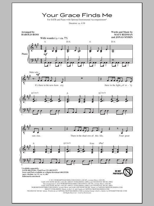 Download Harold Ross Your Grace Finds Me Sheet Music