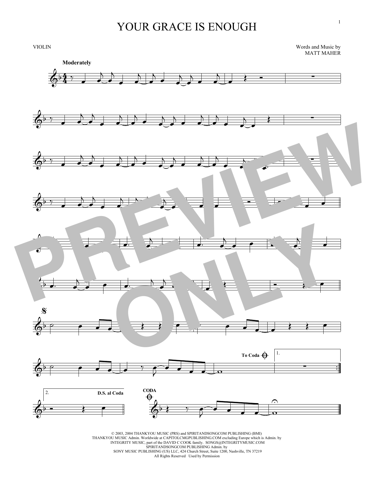 Chris Tomlin Your Grace Is Enough sheet music notes printable PDF score