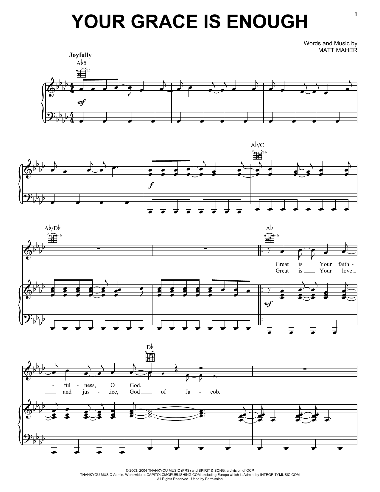 Download Chris Tomlin Your Grace Is Enough Sheet Music
